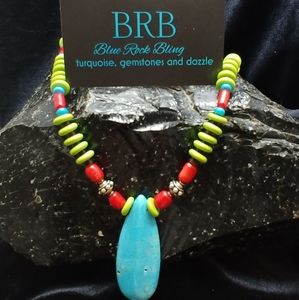 Turquoise, Coral, Gaspeite, Shell Necklace
